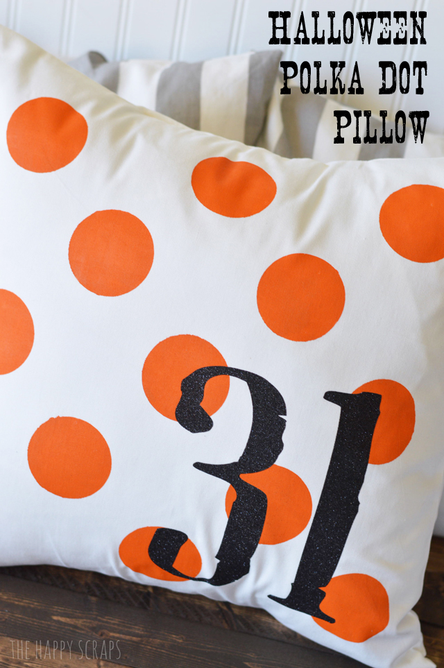This Halloween Polka Dot Pillow is easier to make than you'd think + it will bring a fun pop of color to your Halloween decor!