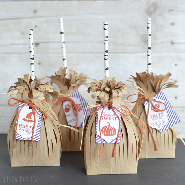 Cute Broomstick Treat Bags created with the September Paper Pumpkin Kit from Stampin' Up! Perfect for party favors! Make some today!
