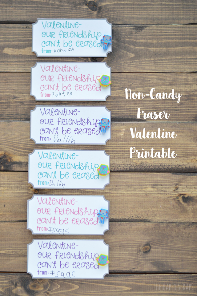 Non-Candy Valentine's are the way to go. Stop by The Happy Scraps to print out these cute valentine's and have the kids cut out and put them together. 