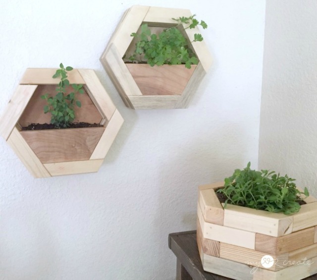 front shots of hexagon planters, MyLove2Create