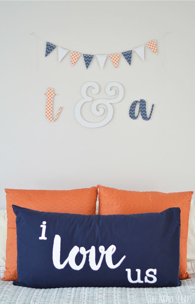 Master Bedroom Wall Decor using your initials. Such a fun way to decorate!