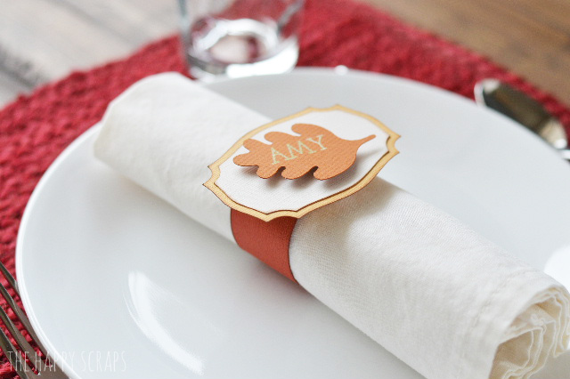 With the help of the Cricut Explore Air 2, you'll have these Thanksgiving Napkin Ring Place Cards put together in no time! They are so easy to make!