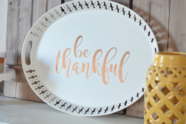 You won't believe how easy this Be Thankful Tray is to put together. Grab a tray and a few supplies and you'll have this Thanksgiving tray done in no time!