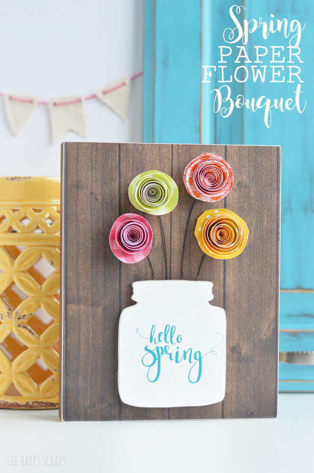 Spring flowers are a favorite of mine. I put this Spring Paper Flower Bouquet together so I could have a fun pop of color in my home + it won't wilt or die. 