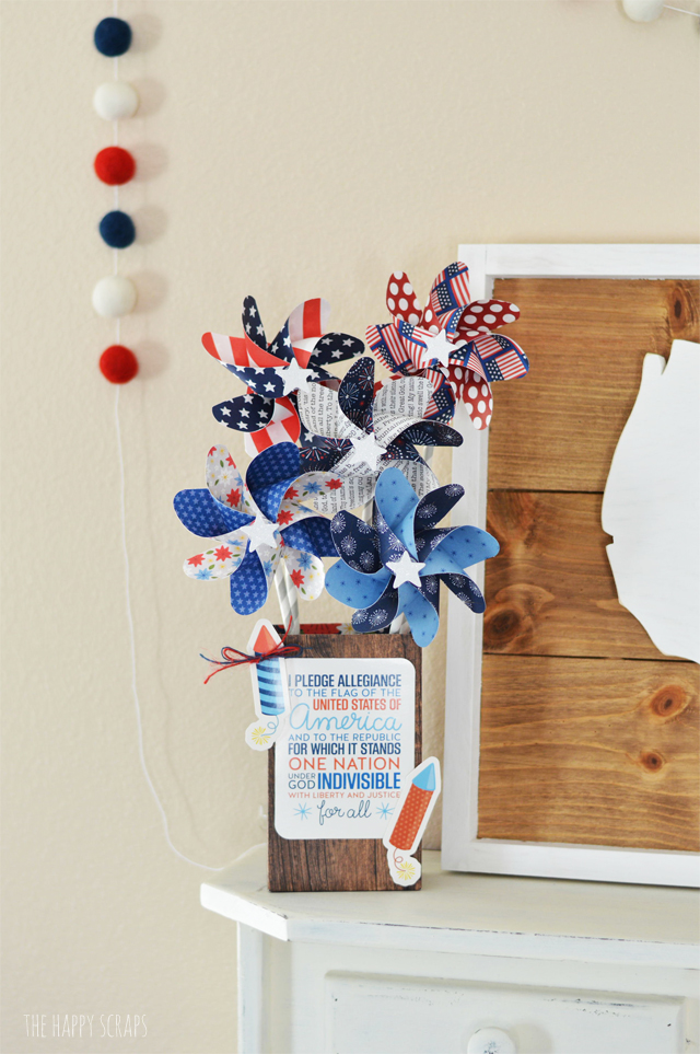 This Red, White & Blue Paper Pinwheel Decor is simple to put together, and makes for cute decor for Independence Day. Make one today! 