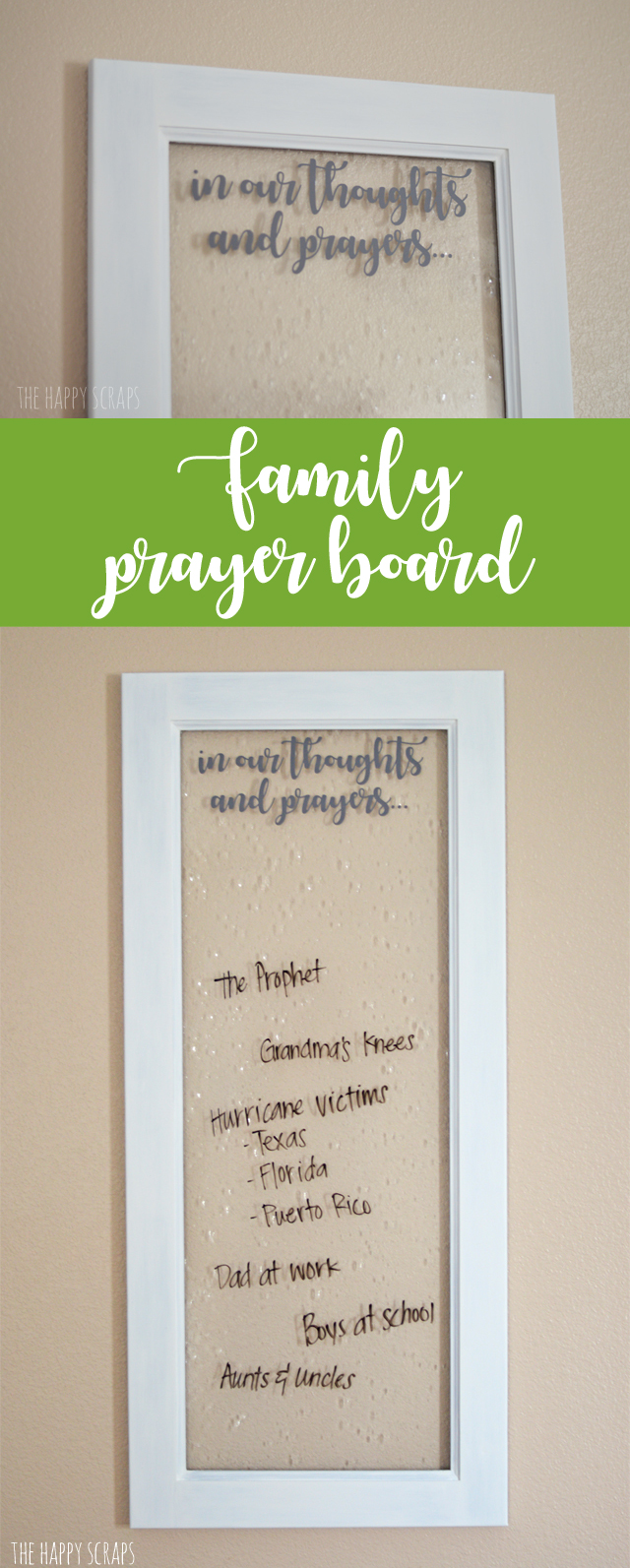This Family Prayer Board has been a great way for our family to remember the things that we'd like to be praying for when we have family prayer. 
