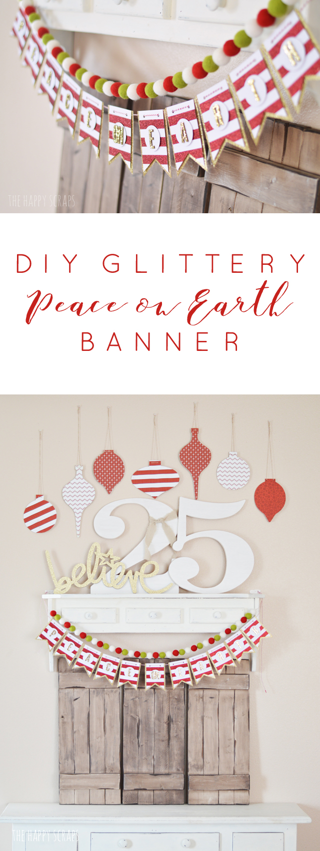 Scotch® Brand products make banner making easy! Stop by the blog and learn how to make this DIY Glittery Peace on Earth Banner. 