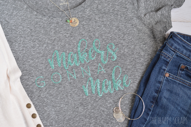 If you're a maker then you need this Glitter Iron-on Vinyl Makers Gonna Make Graphic Tee added to your closet! It's simple to create using your Cricut with the up-loadable cut file I'm sharing. 