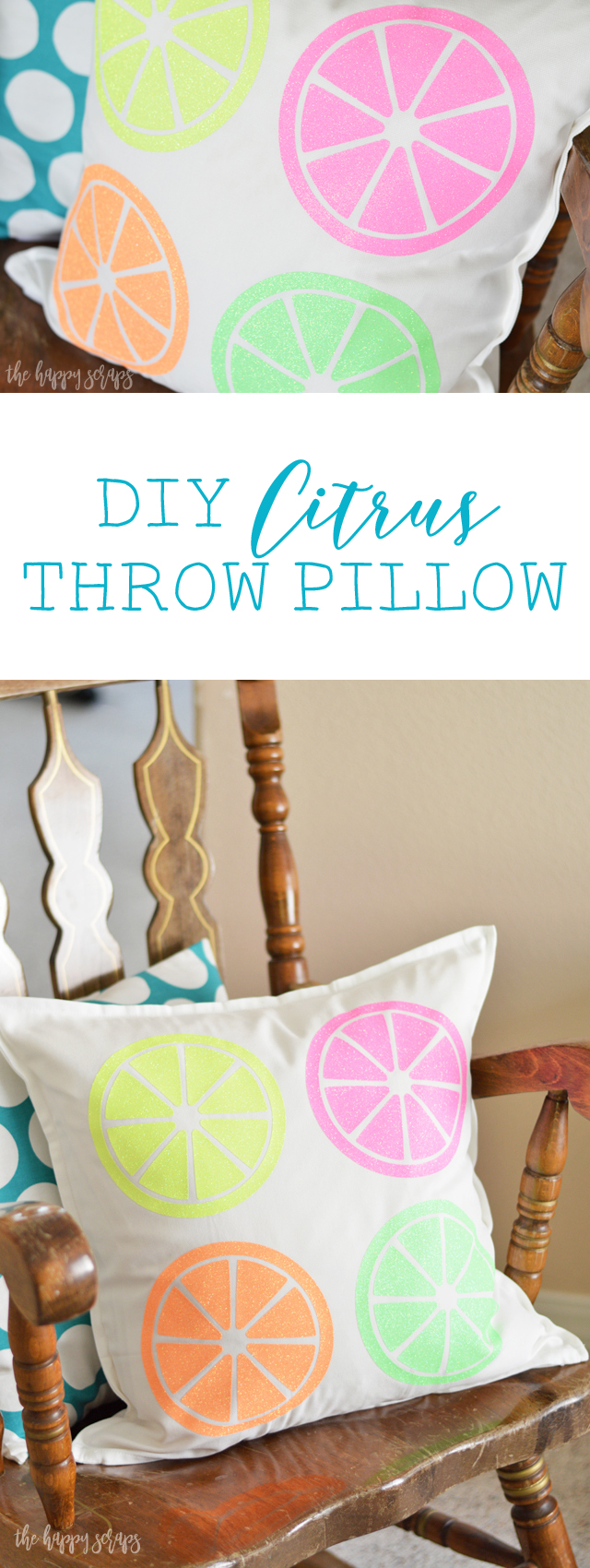 This DIY Citrus Throw Pillow is the perfect addition to summer decor in your home or on your porch. Stop by the blog to get the details for making your own. 