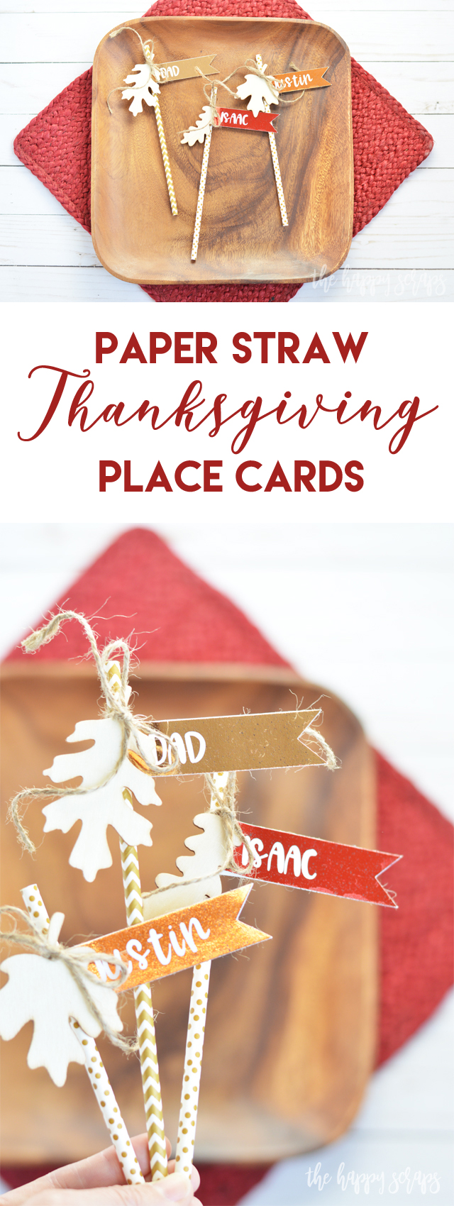 These Paper Straw Thanksgiving Place Cards are sure to add some shine to your Thanksgiving table. They are simple and fun to create as well!