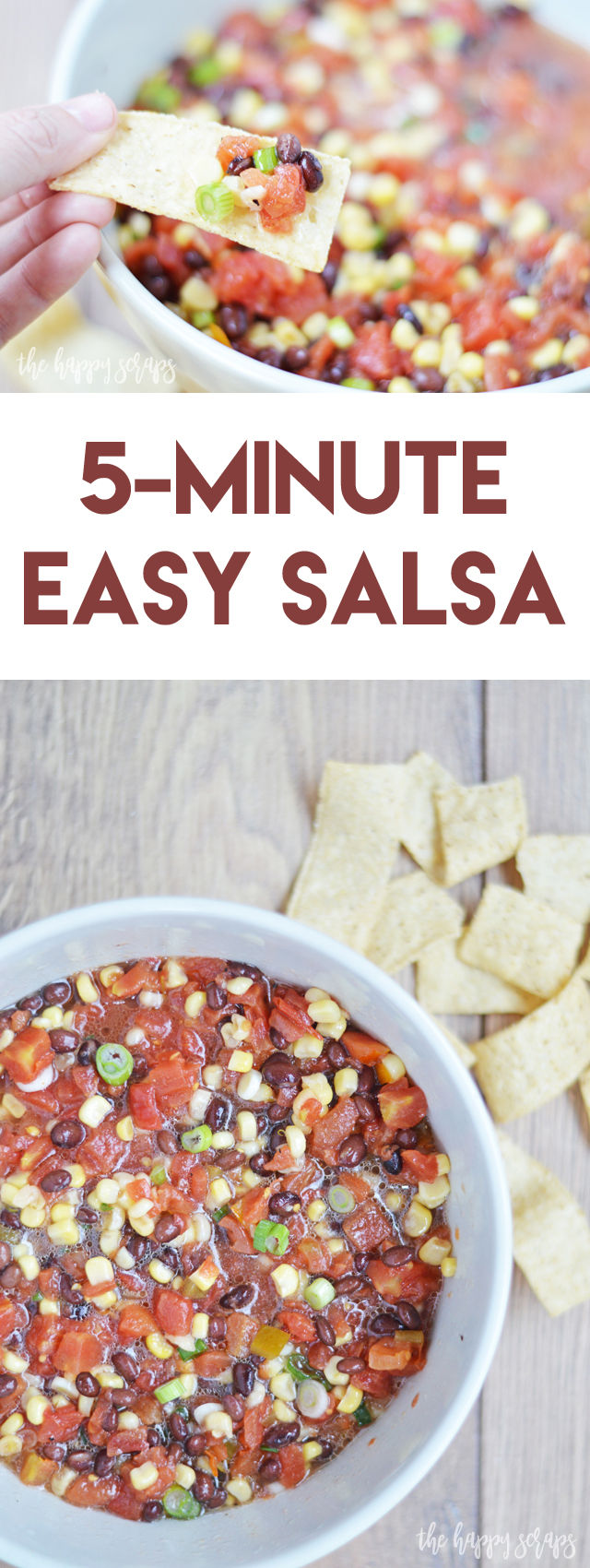 With this 5-Minute Easy Salsa recipe you're mouth won't be watering for long before you get to taste it! Perfect for New Year's or your next party.