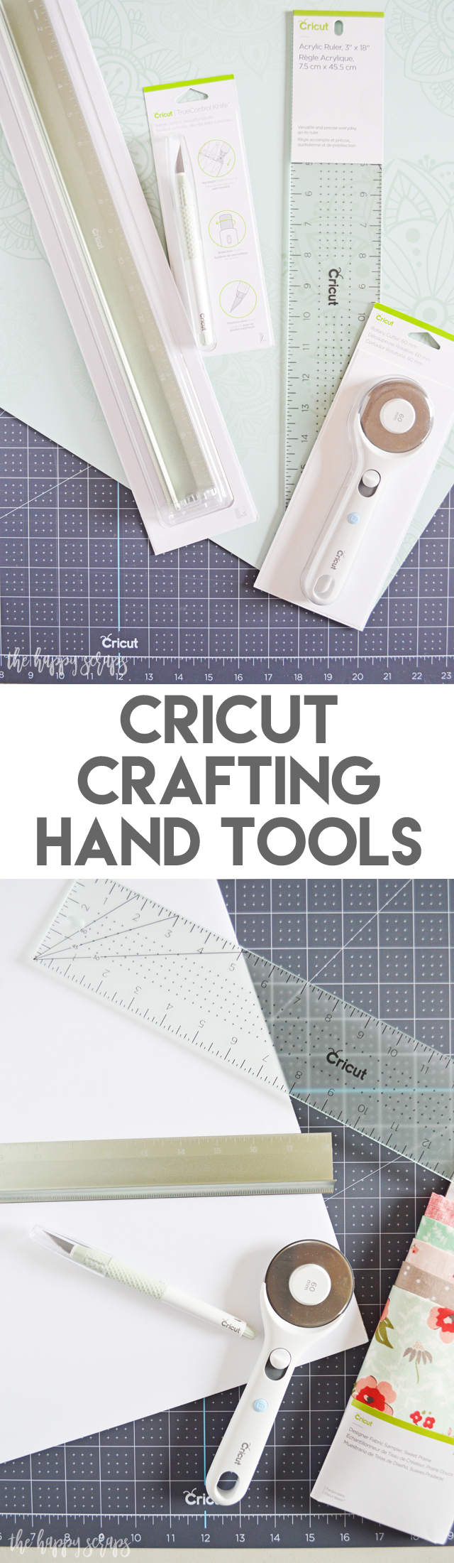 These Cricut Crafting Hand Tools are some of my favorites! The Cutting Ruler + TrueControl Knife and Rotary Cutter + Acrylic Ruler both go with the Self-Healing Cutting Mat so well! I find myself reaching for these all the time! 