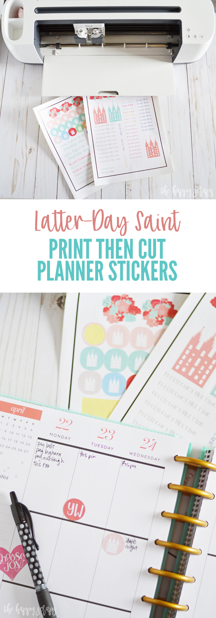 Your planner will look so cute with these Latter-Day Saint Print then Cut Planner Stickers! Get the Cricut cut file + details for these on the blog. 