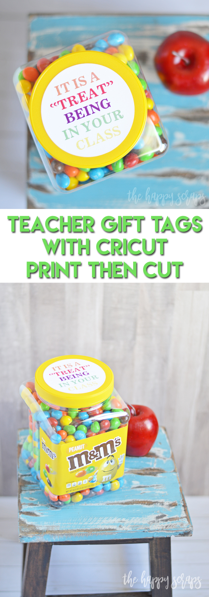 These Teacher Gift Tags with Cricut Print then Cut make gift giving easy! Grab your supplies and you can have these put together in minutes. 
