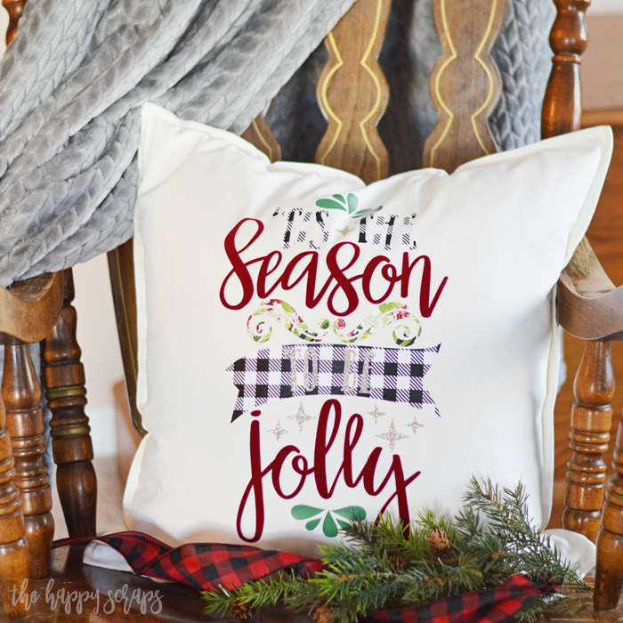 Add this fun 'Tis the Season Christmas Throw Pillow to your Christmas decor this year. Using Expressions Vinyl + your Cricut makes it easy. 