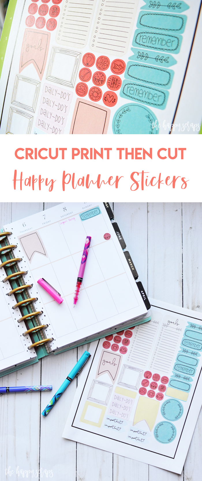 These Cricut Print then Cut Happy Planner Stickers are just what your planner needs! Grab the printable Design Space file and add these to your planner! 