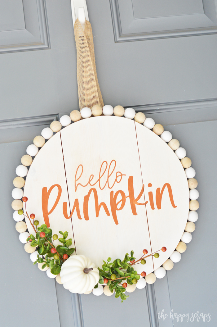 This Hello Pumpkin Fall Door Decor is sure to make sure to bring a smile to any guest to your home. Get the free SVG + tutorial on the blog.